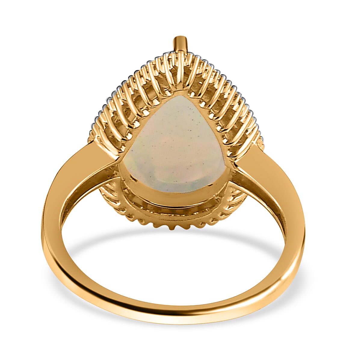 9K Yellow Gold AAA Ethiopian Welo Opal and Diamond Ring 3.77 Ct