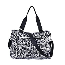 Floral Pattern Crossbody Bag with 4 Exterior Zipped Pockets & Handle Drop - Blue & Multi