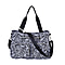 Floral Pattern Crossbody Bag with 4 Exterior Zipped Pockets & Handle Drop - Blue & Multi