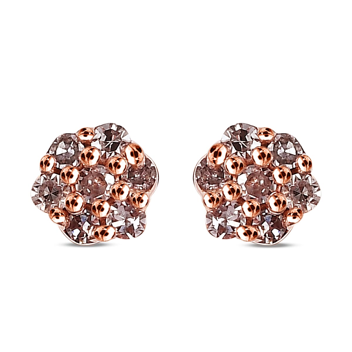 9K Rose Gold Natural Pink Diamond Stud Earrings (with Push Back)