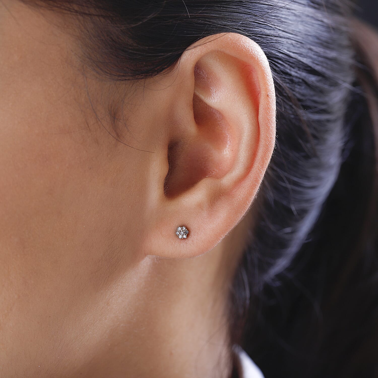 9K Rose Gold Natural Pink Diamond Stud Earrings (with Push Back)