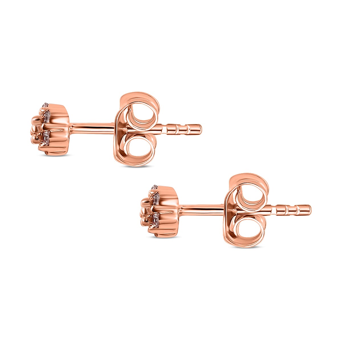 9K Rose Gold Natural Pink Diamond Stud Earrings (with Push Back)