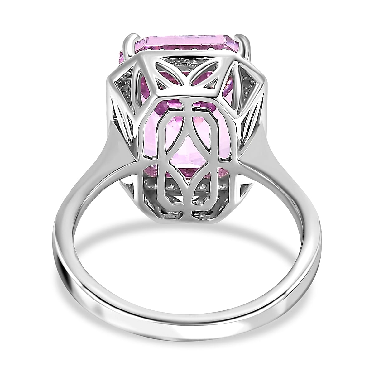 RHAPSODY 950 Platinum AAAA Patroke Kunzite and Diamond (VS-E-F) Halo Ring 7.87 Ct, Platinum Wt. 5 Gms.