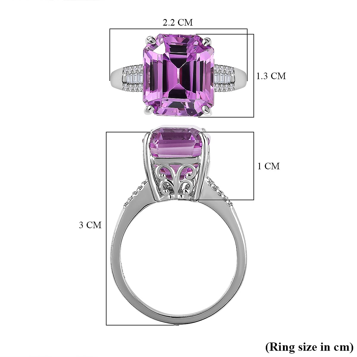 RHAPSODY 950 Platinum AAAA Patroke Kunzite and Diamond (VS - E-F) Ring 9.19 Ct, Platinum Wt. 5.71 Gms