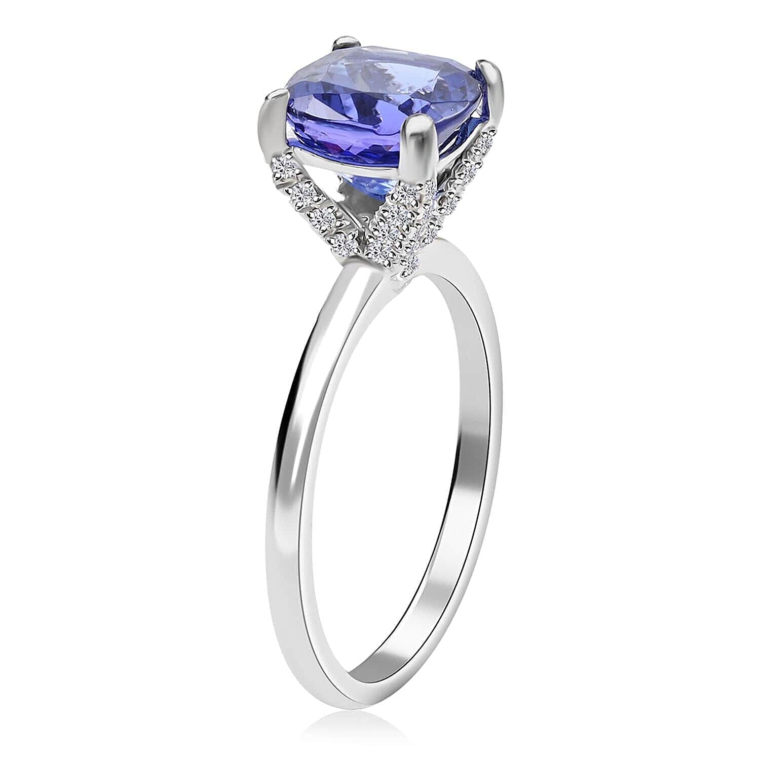 950 Platinum  AAAA  Tanzanite   White Diamond  VS Ring 2.76 ct,  Platinum Wt. 4.43 Gms  2.760  Ct.
