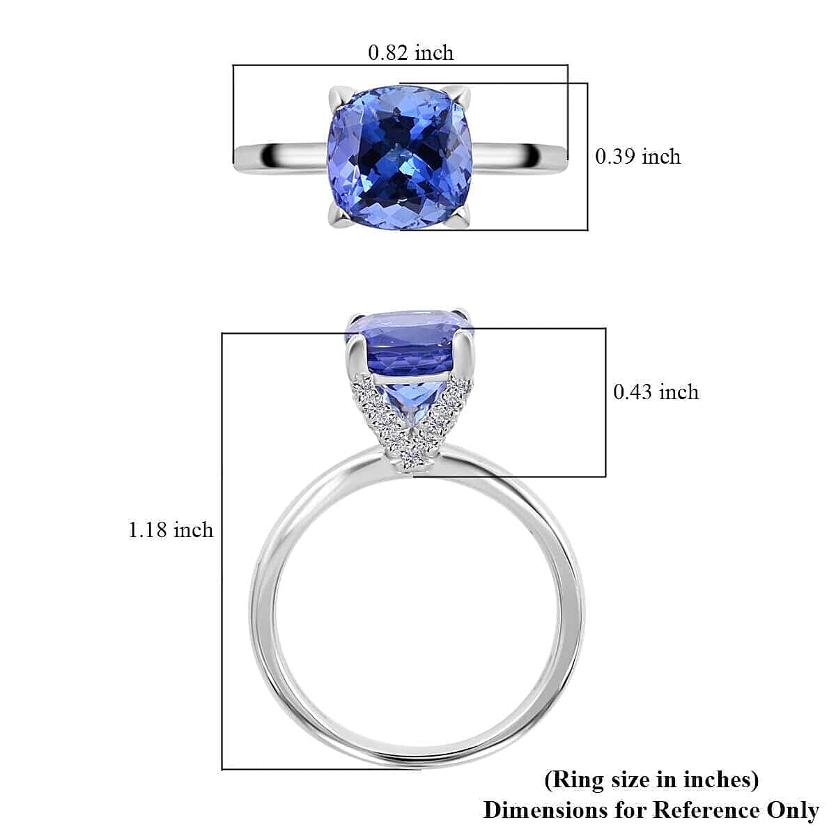950 Platinum  AAAA  Tanzanite   White Diamond  VS Ring 2.76 ct,  Platinum Wt. 4.43 Gms  2.760  Ct.