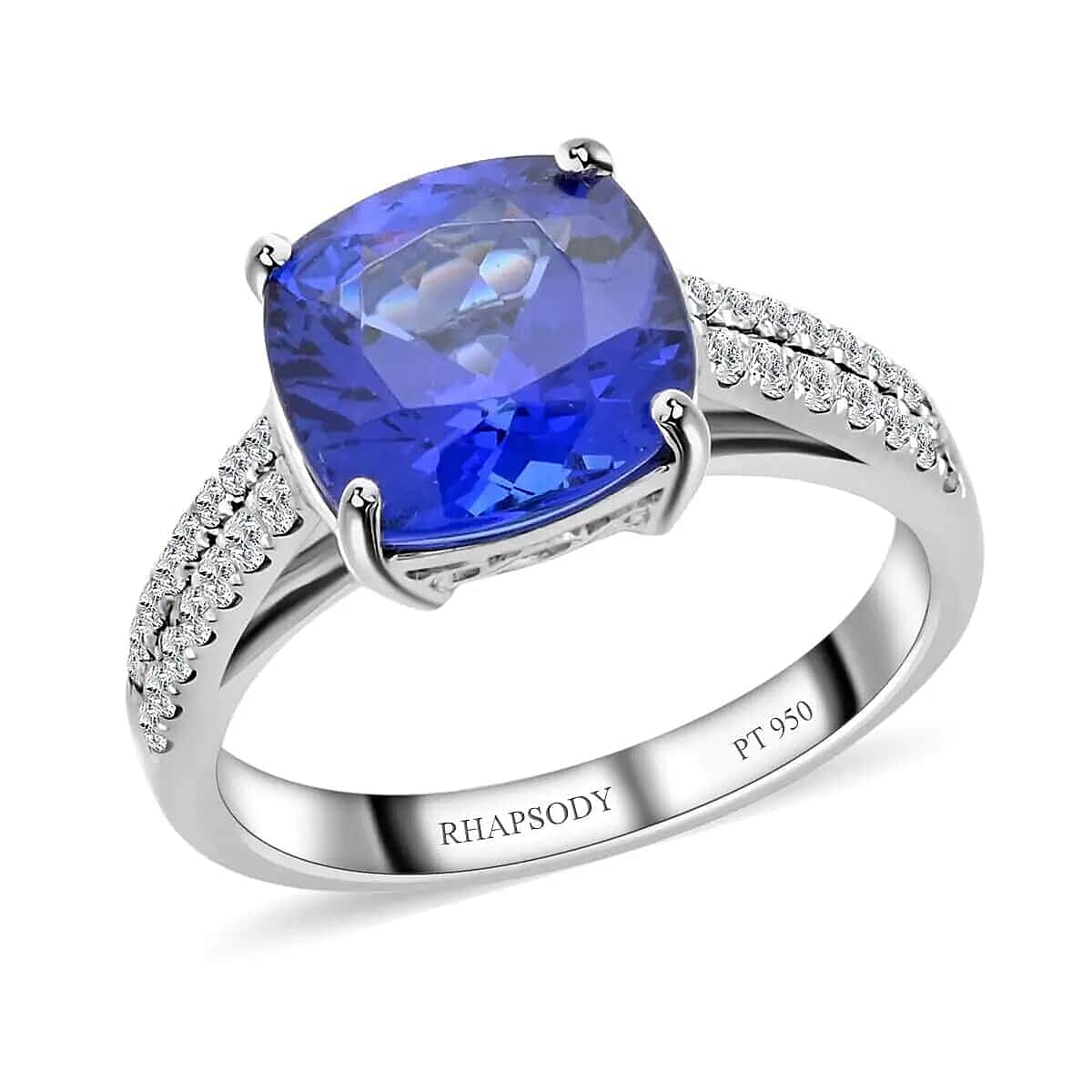 950 Platinum  AAAA  Tanzanite   White Diamond  VS Ring 3.24 ct,  Platinum Wt. 6.01 Gms  3.240  Ct.