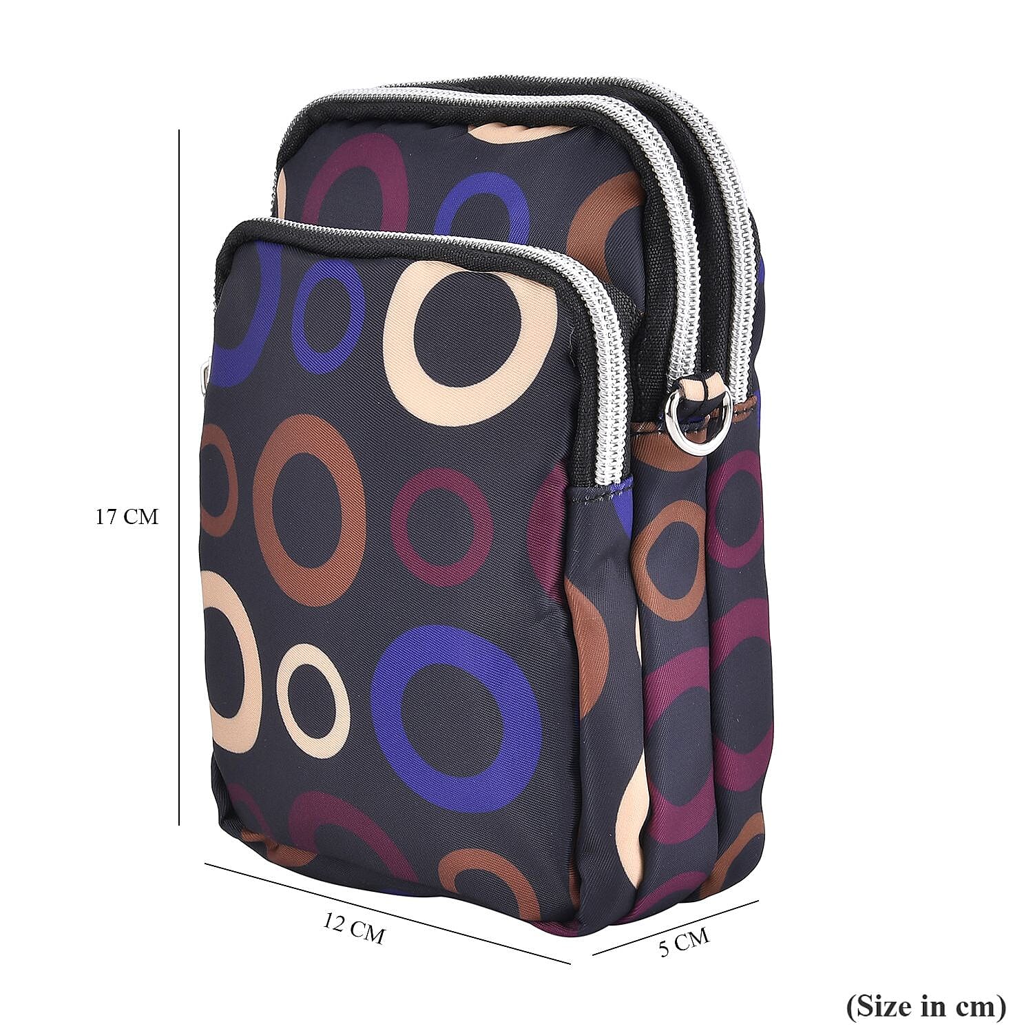 Oxford Circle Crossbody Bag With Zipped Pockets - Dark Blue