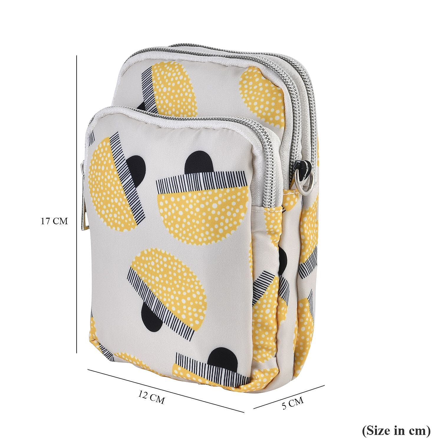 Oxford Mushroom Crossbody Bag With Zipped Pockets - White & Yellow