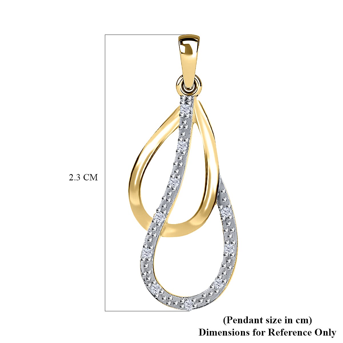 9K Yellow Gold Diamond Double-Teardrop Pendant 0.03 Ct
