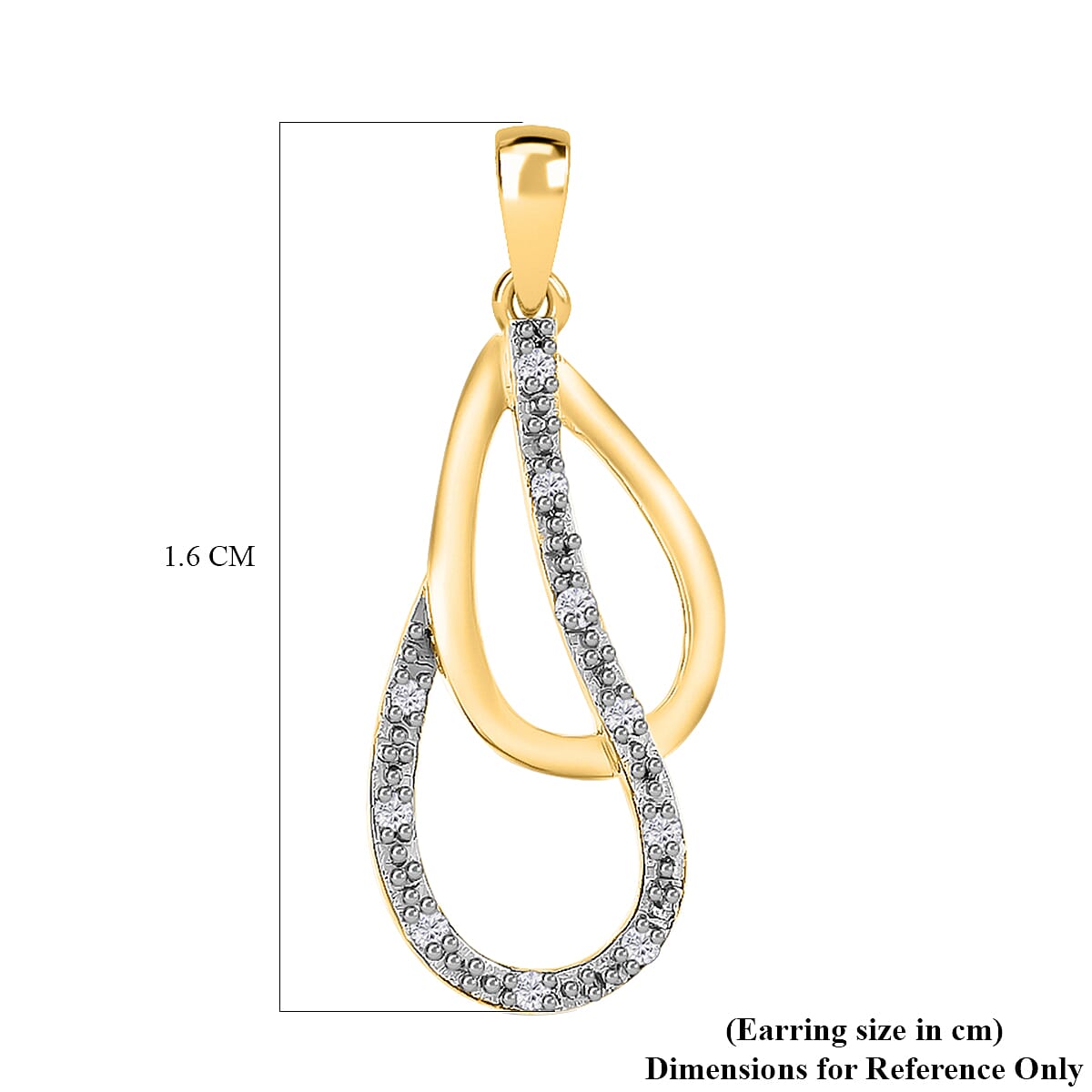 9K Yellow Gold Diamond Double-Teardrop Earrings 0.06 Ct