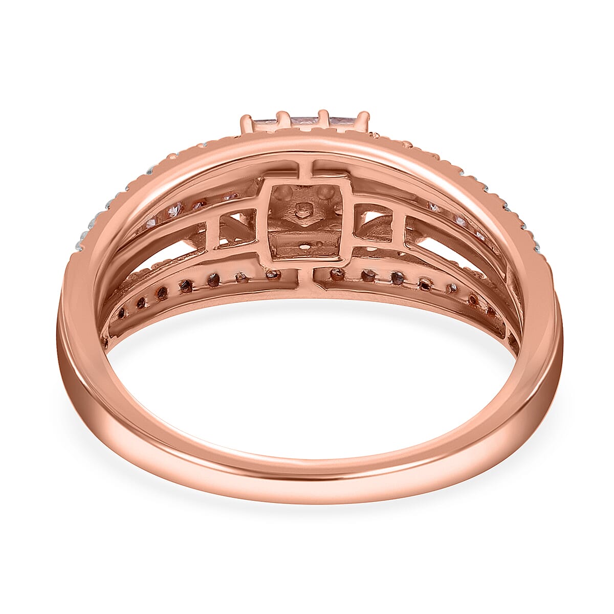 14K Rose Gold SGL Certified Natural Pink and White Diamond Ring 1.00 Ct