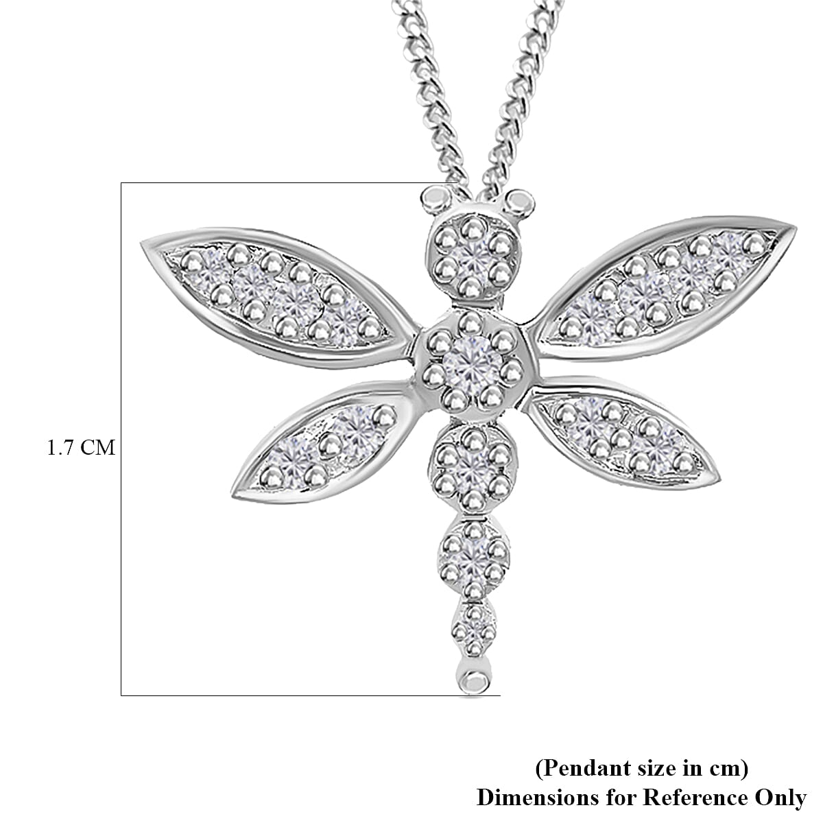 9K White Gold  Diamond Dragonfly Slider Pendant 0.10 Ct