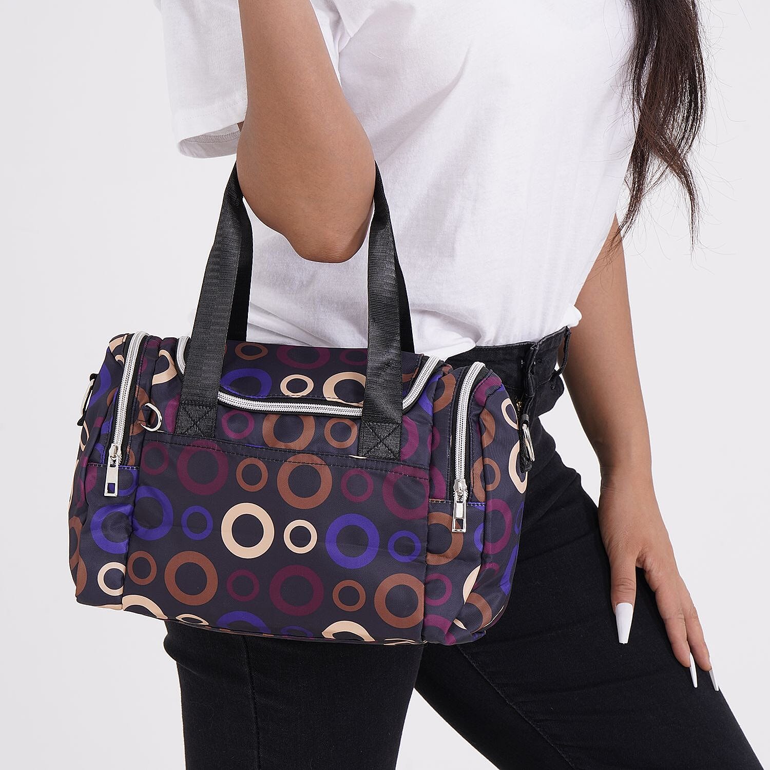 Oxford Circle Crossbody Bag (Size 29x14x20 cm) - Dark Blue & Multicolor