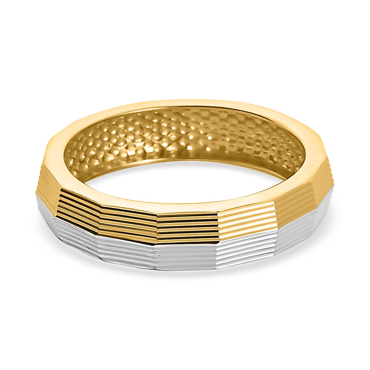 Dual Tone Band Ring in 18K Vermeil Yellow Gold Plated & Platinum Overlay Sterling Silver