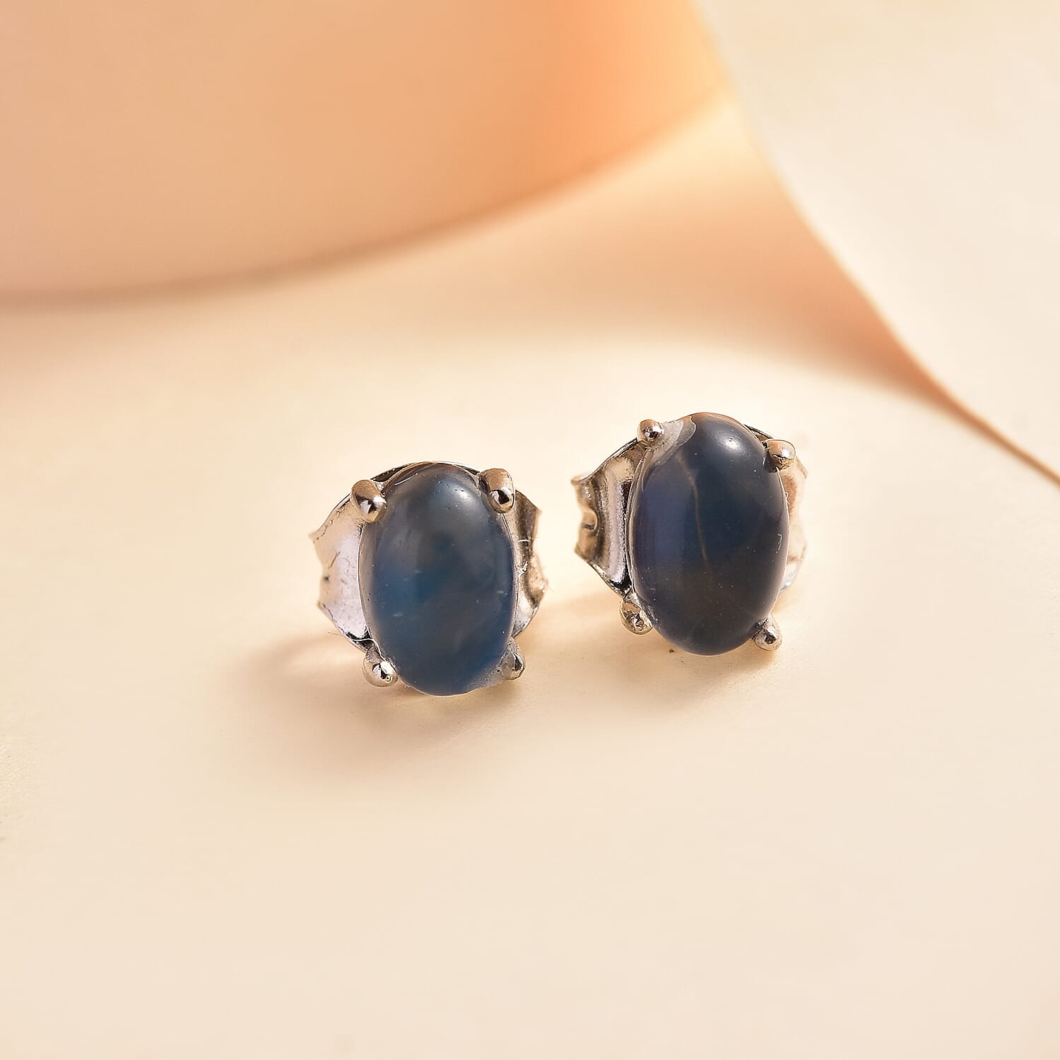 Aurora Moonstone Stud Earrings in Platinum Overlay Sterling Silver 1.00 Ct