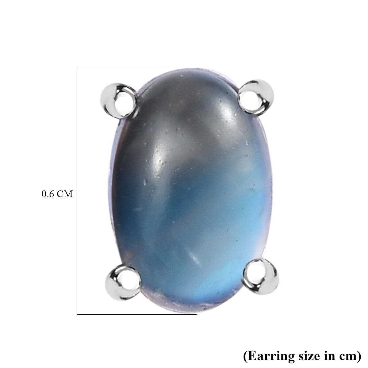 Aurora Moonstone Stud Earrings in Platinum Overlay Sterling Silver 1.00 Ct