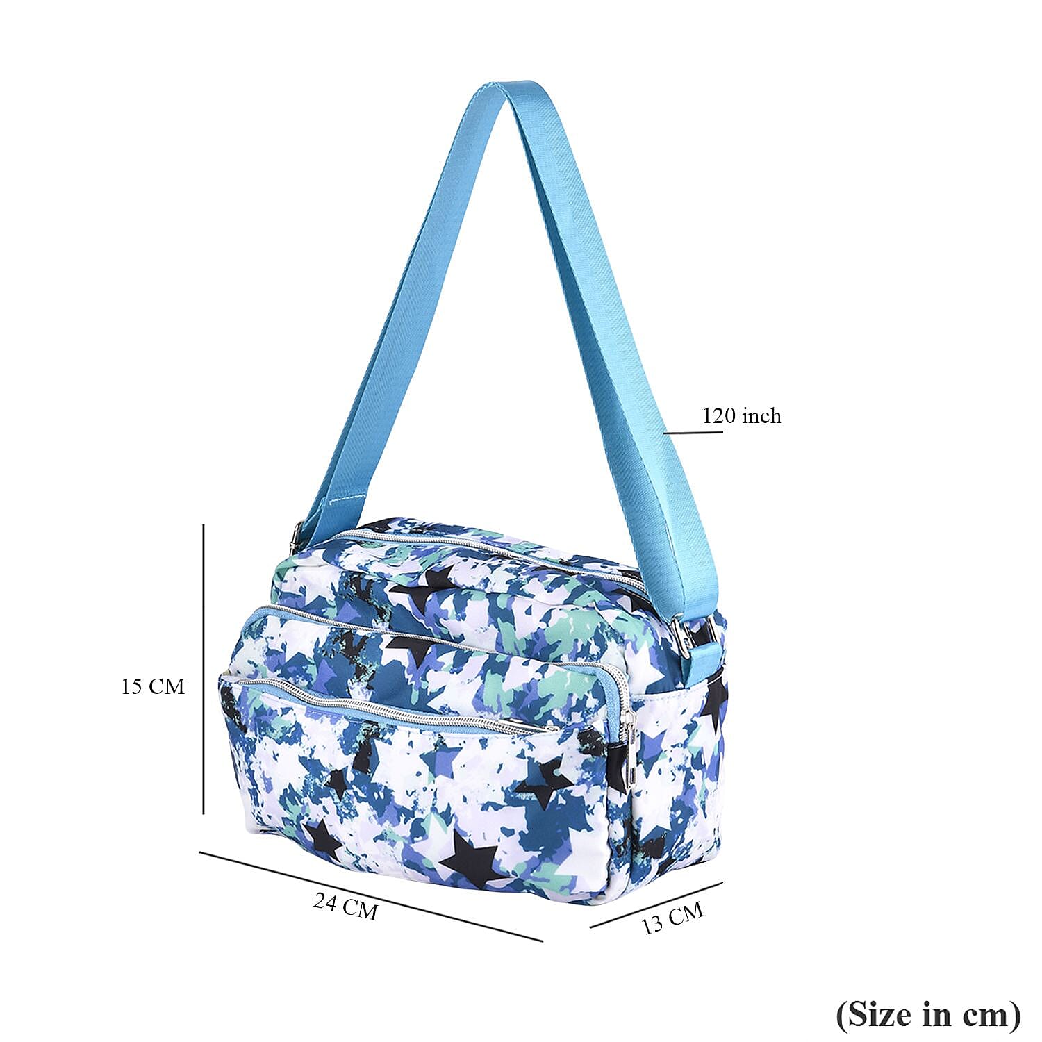 Oxford Star Crossbody Bag (Size 24x13x15 cm) - Green & Black