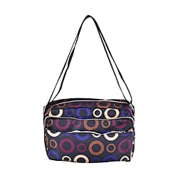 Leaves Pattern Crossbody Bag with 4 Exterior Zipped Pockets (Size 24x13x15 cm) - Multi