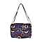 Leaves Pattern Crossbody Bag with 4 Exterior Zipped Pockets (Size 24x13x15 cm) - Multi