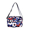 Circle Pattern Crossbody Bag with 4 Exterior Zipped Pockets (Size 29x13x15 cm) - Dark Blue & Multi