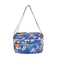 Leaves Pattern Crossbody Bag with 4 Exterior Zipped Pockets (Size 24x13x15 cm) - Multi