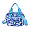 Floral Pattern Crossbody Bag With Exterior 3 Zipped Pockets - Dark Blue