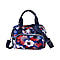 Circle Pattern Crossbody Bag with Exterior 3 Zipped Pockets - Black & Multi