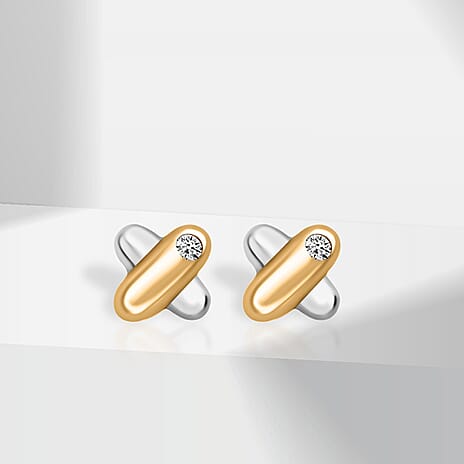 9K Yellow Gold Diamond KissStud Earrings 0.03 Ct