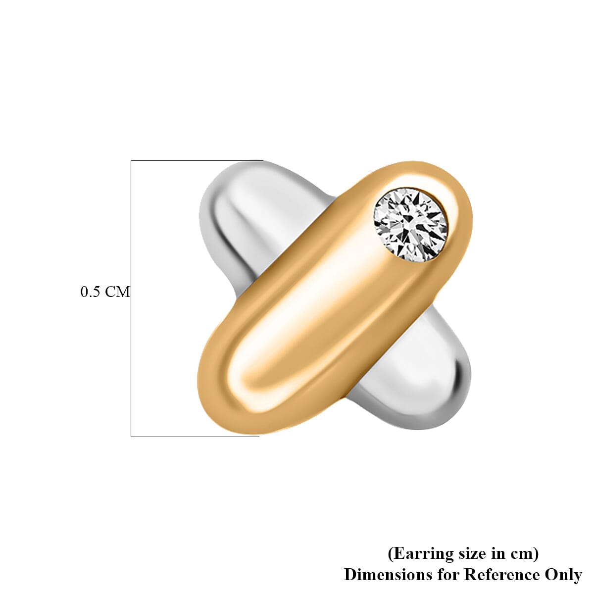 9K Yellow Gold Diamond KissStud Earrings 0.03 Ct