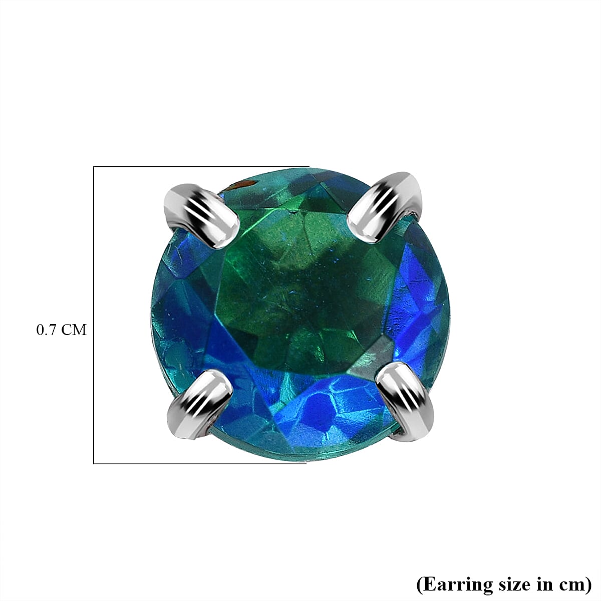 Peacock Triplet Quartz Stud Earrings with Push Back in Platinum Overlay Sterling Silver 1.75 Ct.