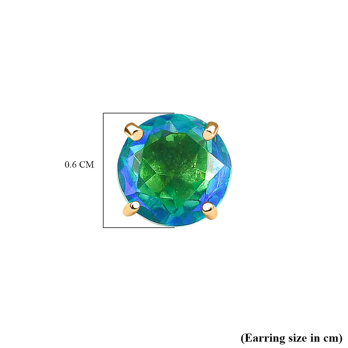 Peacock Triplet Quartz (6mm) Stud Earrings in 14K Gold Overlay Sterling Silver 2.00 Ct