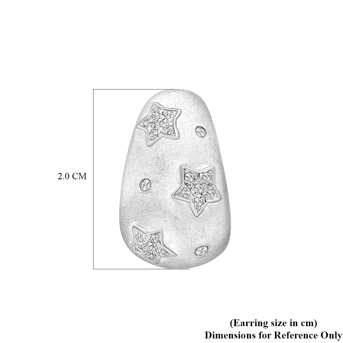 9K White Gold Diamond Star-Patterned Satin Half-Band Earrings 0.25 Ct, Gold Wt. 10.11 Gms