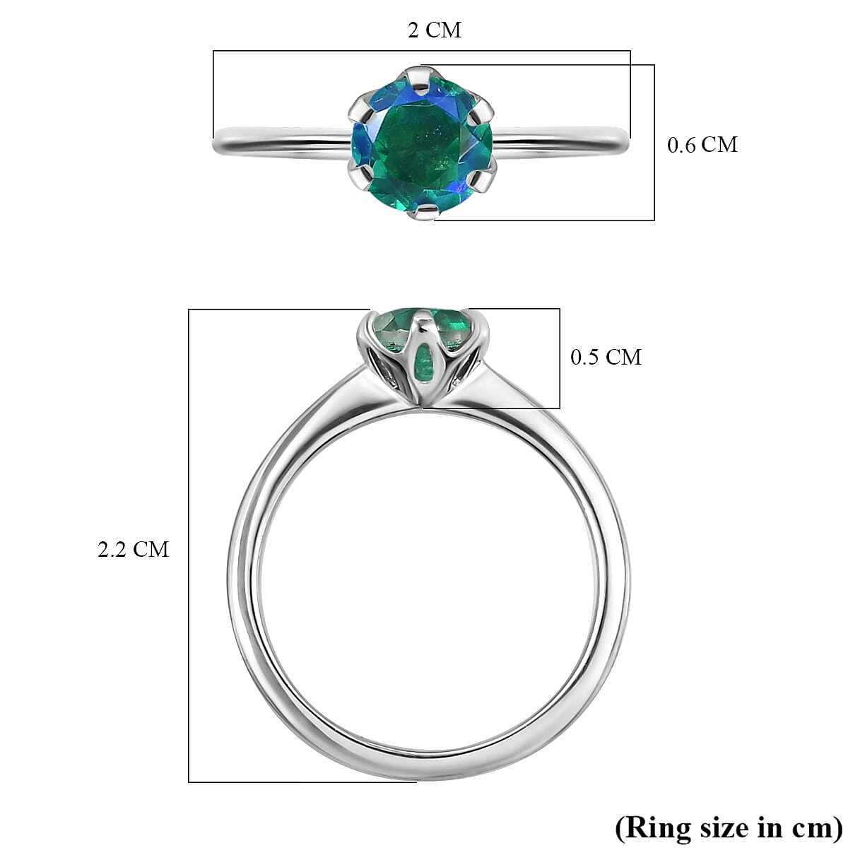 Peacock Triplet Quartz Solitaire Ring in Platinum Overlay Sterling Silver 1.03 Ct.