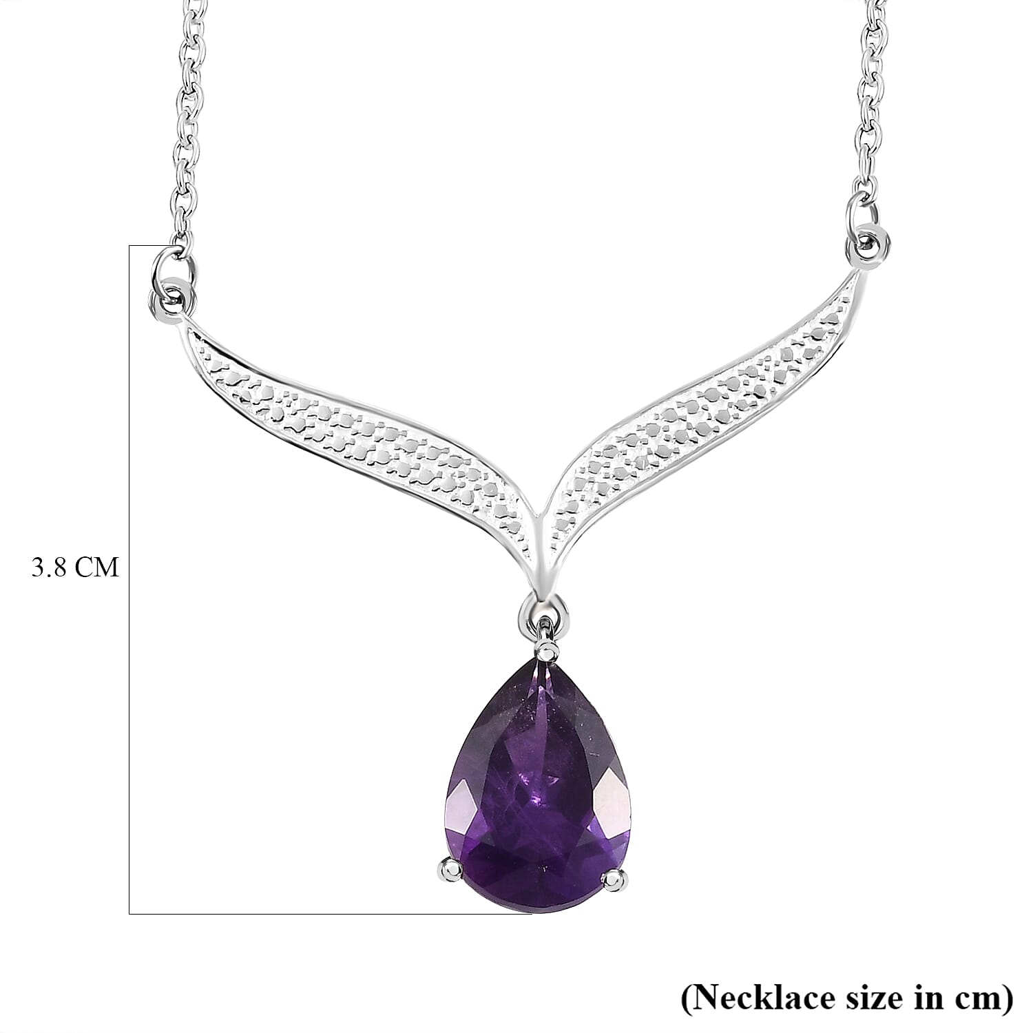 Amethyst Solitare Necklace With Chain (Size - 20) with Lobster Clasp in Sterling Silver 4.35 Ct.