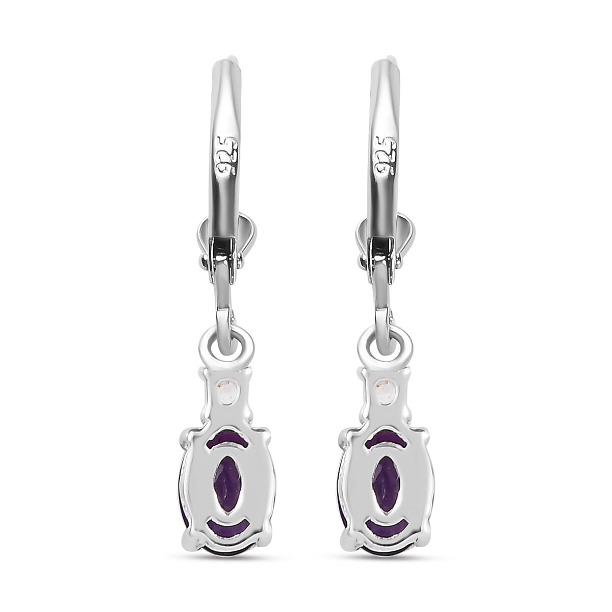 Amethyst and White Topaz Lever Back Earrings in Sterling Silver 1.56 Ct. Amethyst and White Topaz Lever Back Earrings in Sterling Silver 1.56 Ct.