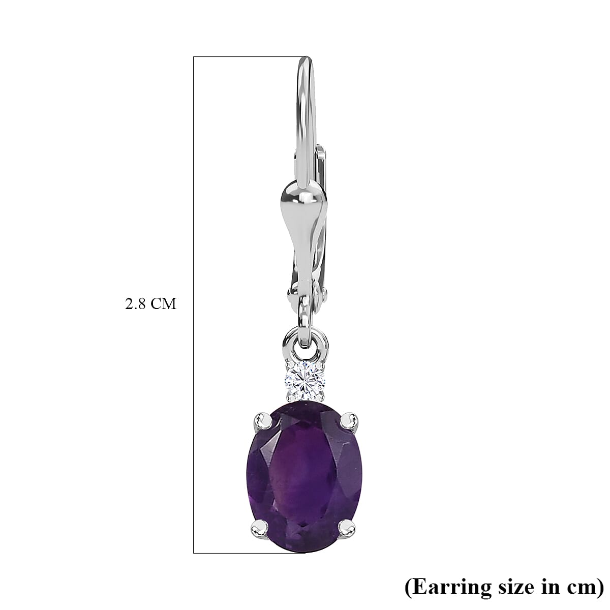 Amethyst and White Topaz Lever Back Earrings in Sterling Silver 1.56 Ct. Amethyst and White Topaz Lever Back Earrings in Sterling Silver 1.56 Ct.