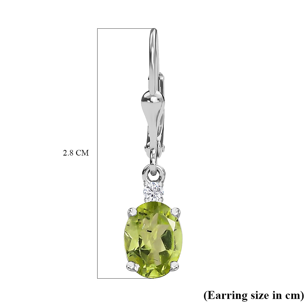 Hebei Peridot and White Topaz Lever Back Earrings in Sterling Silver 1.63 Ct.