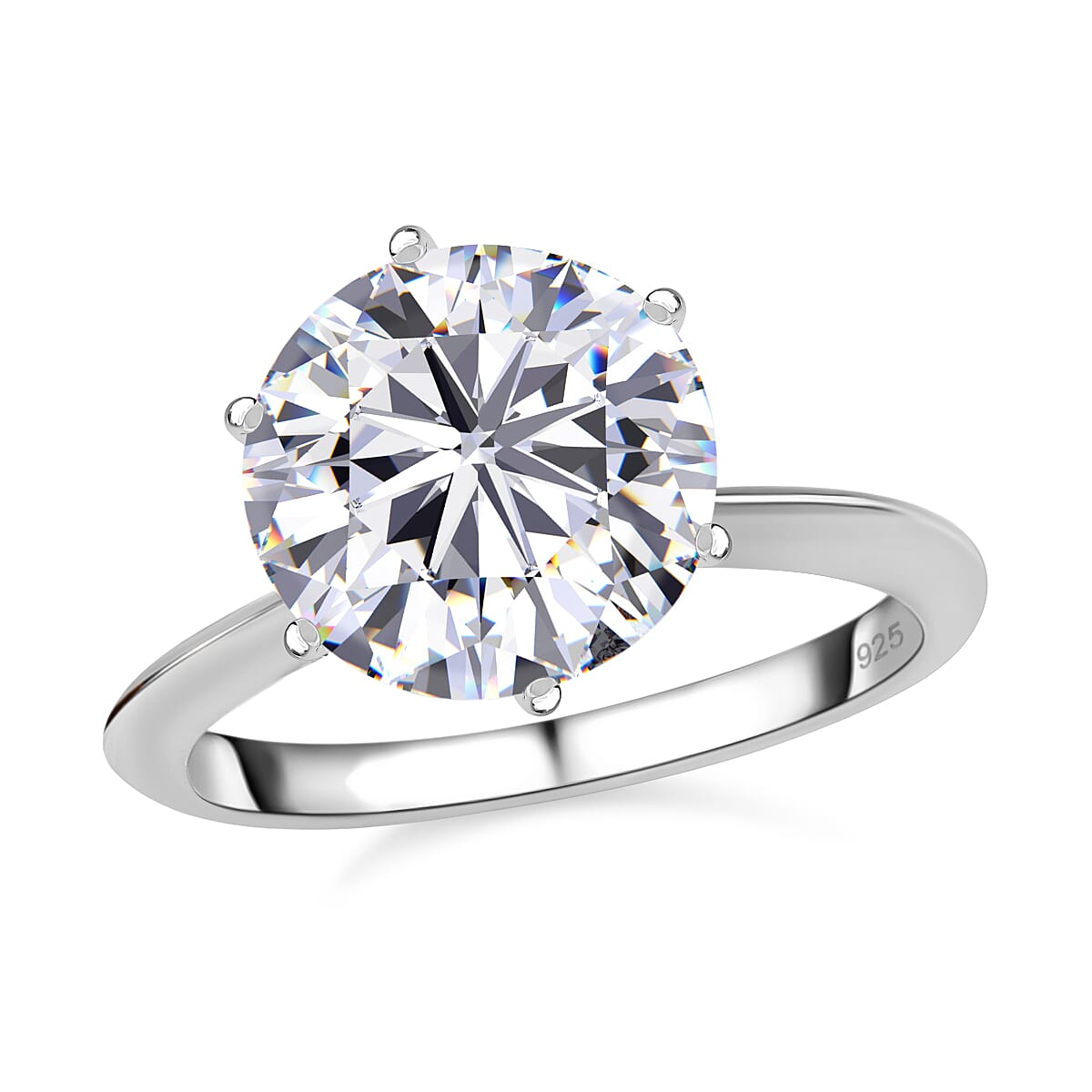 Moissanite Ring in Platinum Overlay Sterling Silver 3.41 Ct.