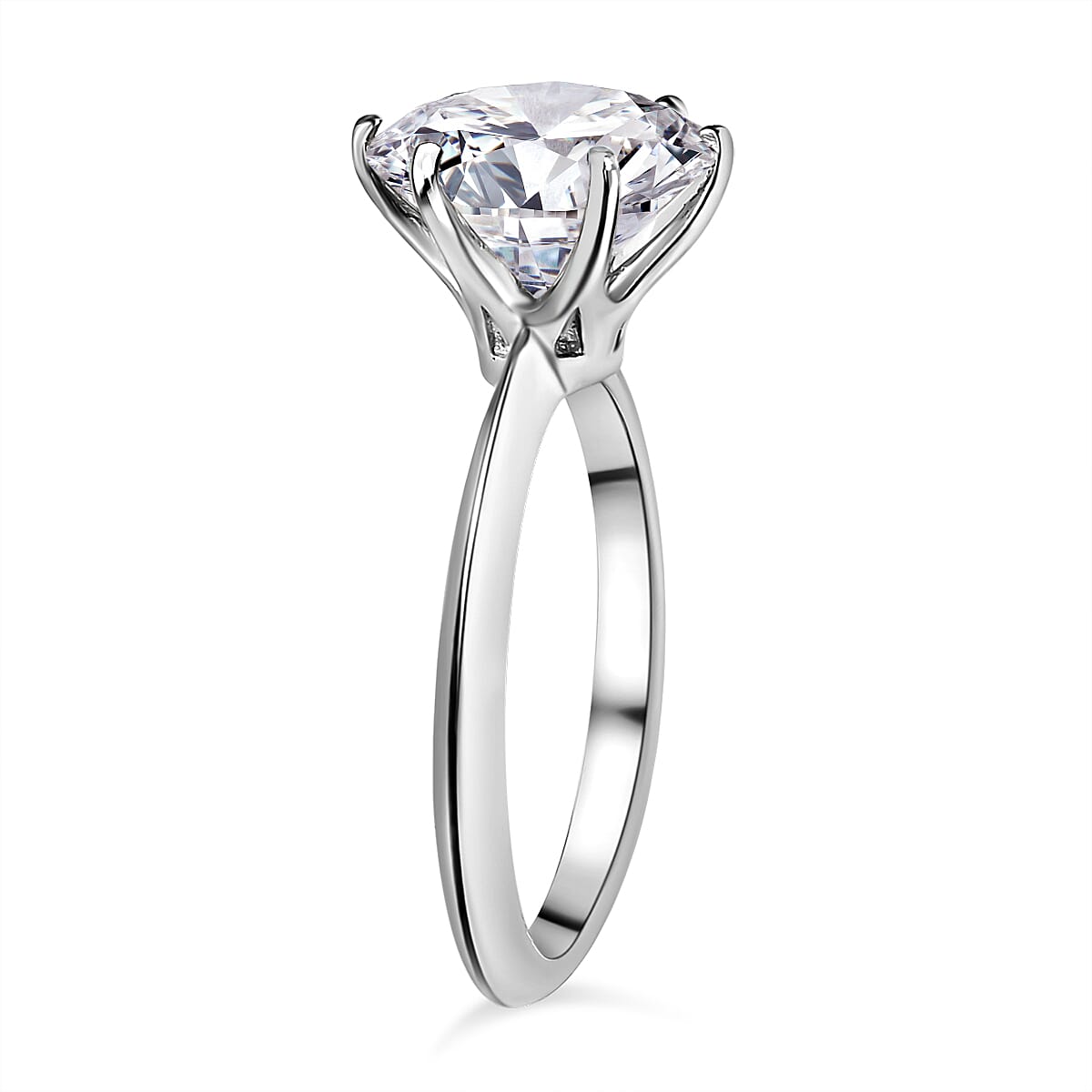 Moissanite Ring in Platinum Overlay Sterling Silver 3.41 Ct.