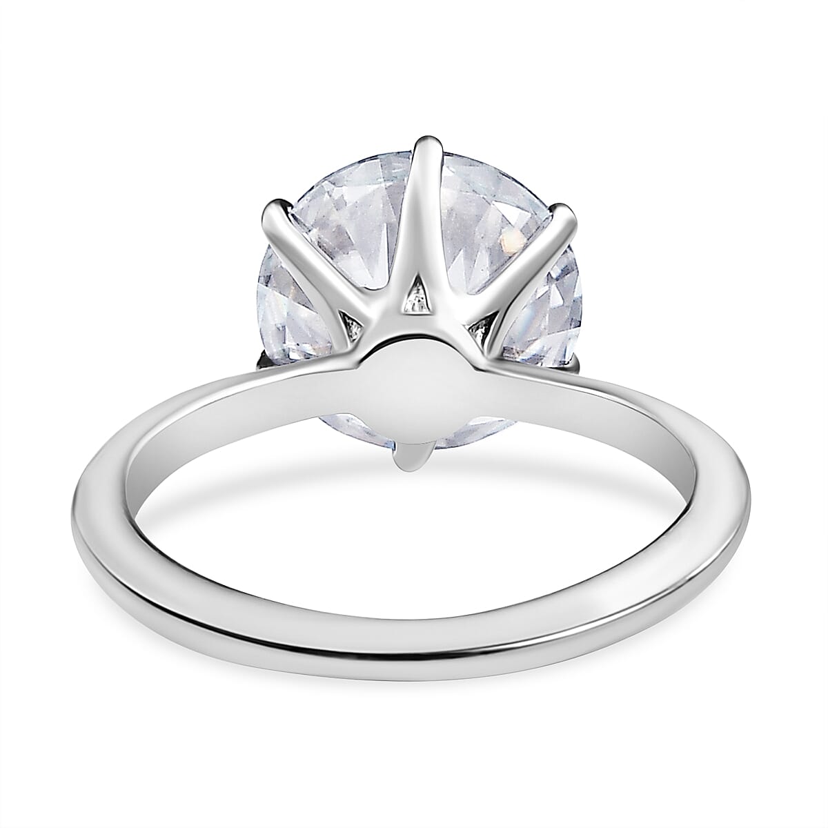 Moissanite Ring in Platinum Overlay Sterling Silver 3.41 Ct.