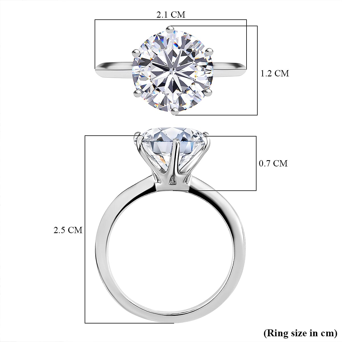 Moissanite Ring in Platinum Overlay Sterling Silver 3.41 Ct.