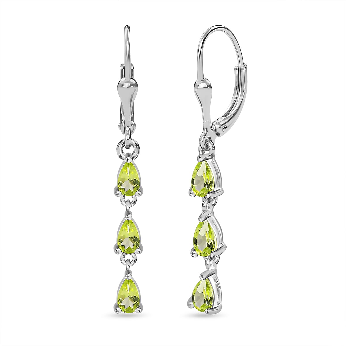 Hebei Peridot Dangle Earrings in Sterling Silver