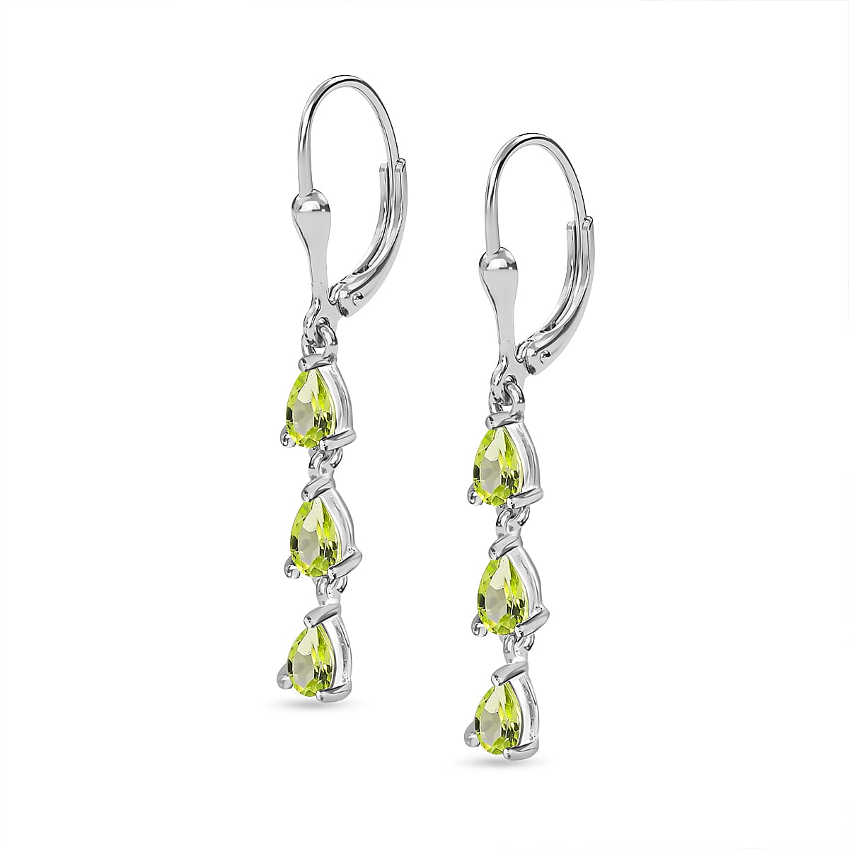 Hebei Peridot Dangle Earrings in Sterling Silver