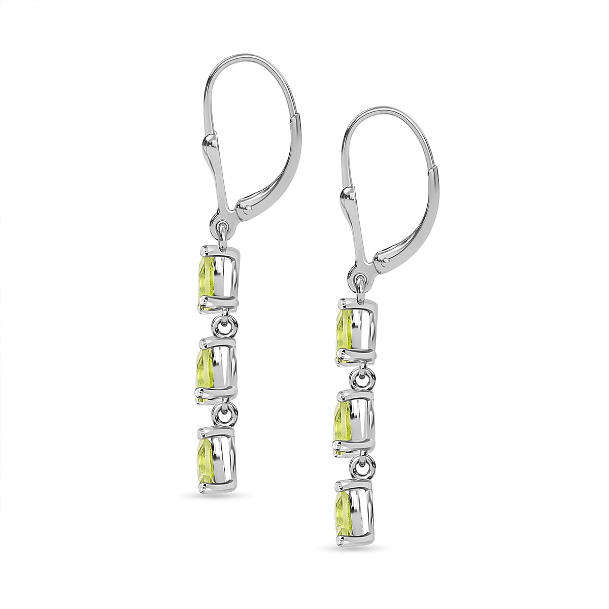 Hebei Peridot Dangle Earrings in Sterling Silver