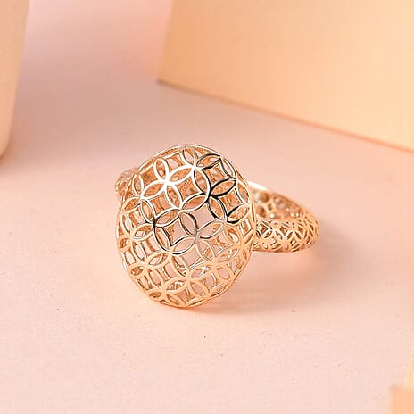 Closeout Deal - 9K Yellow Gold Lattice Design Inspired Gold Ring