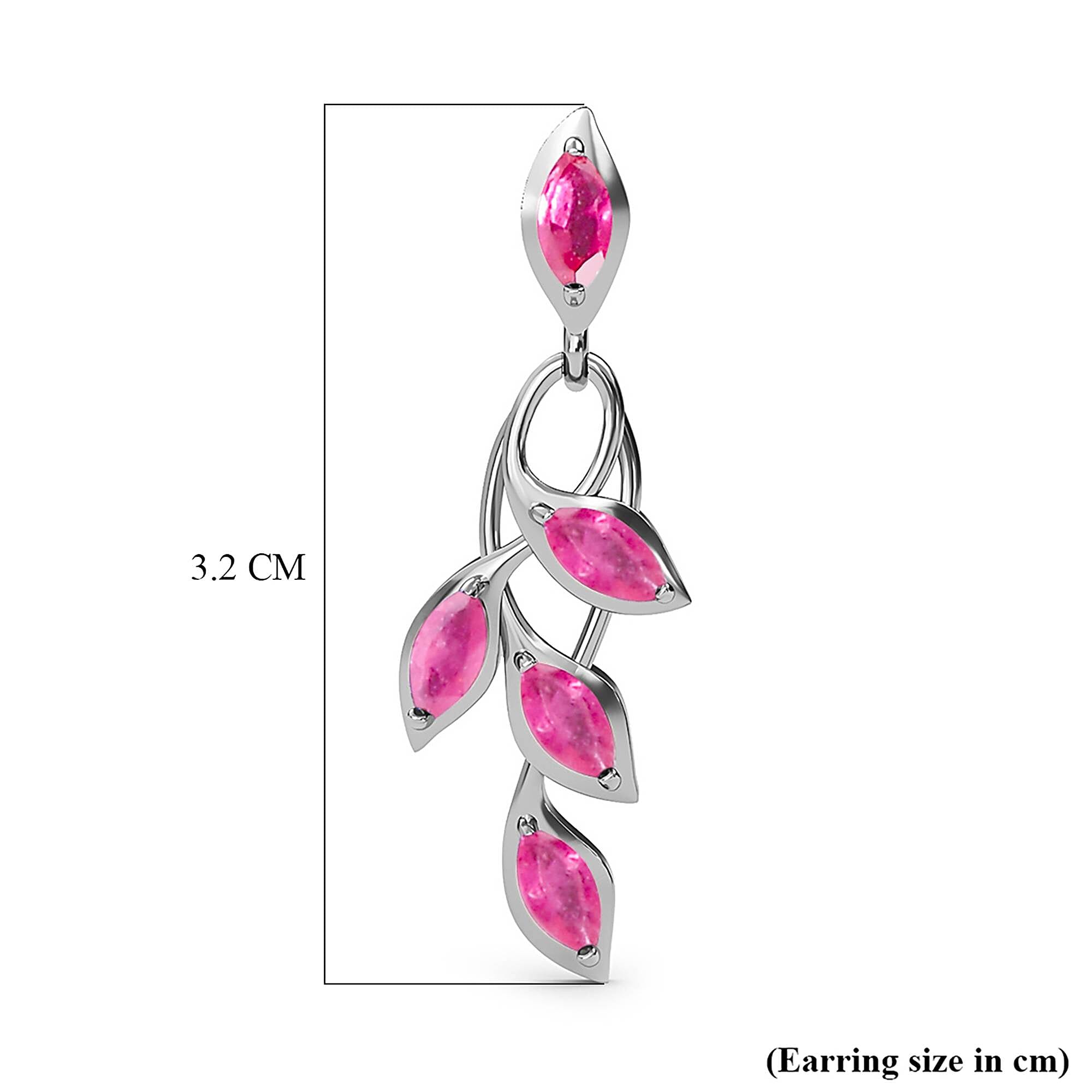 African Ruby (FF) Dangling Earrings (With Push Back) in Platinum Overlay Sterling Silver 2.05 Ct.