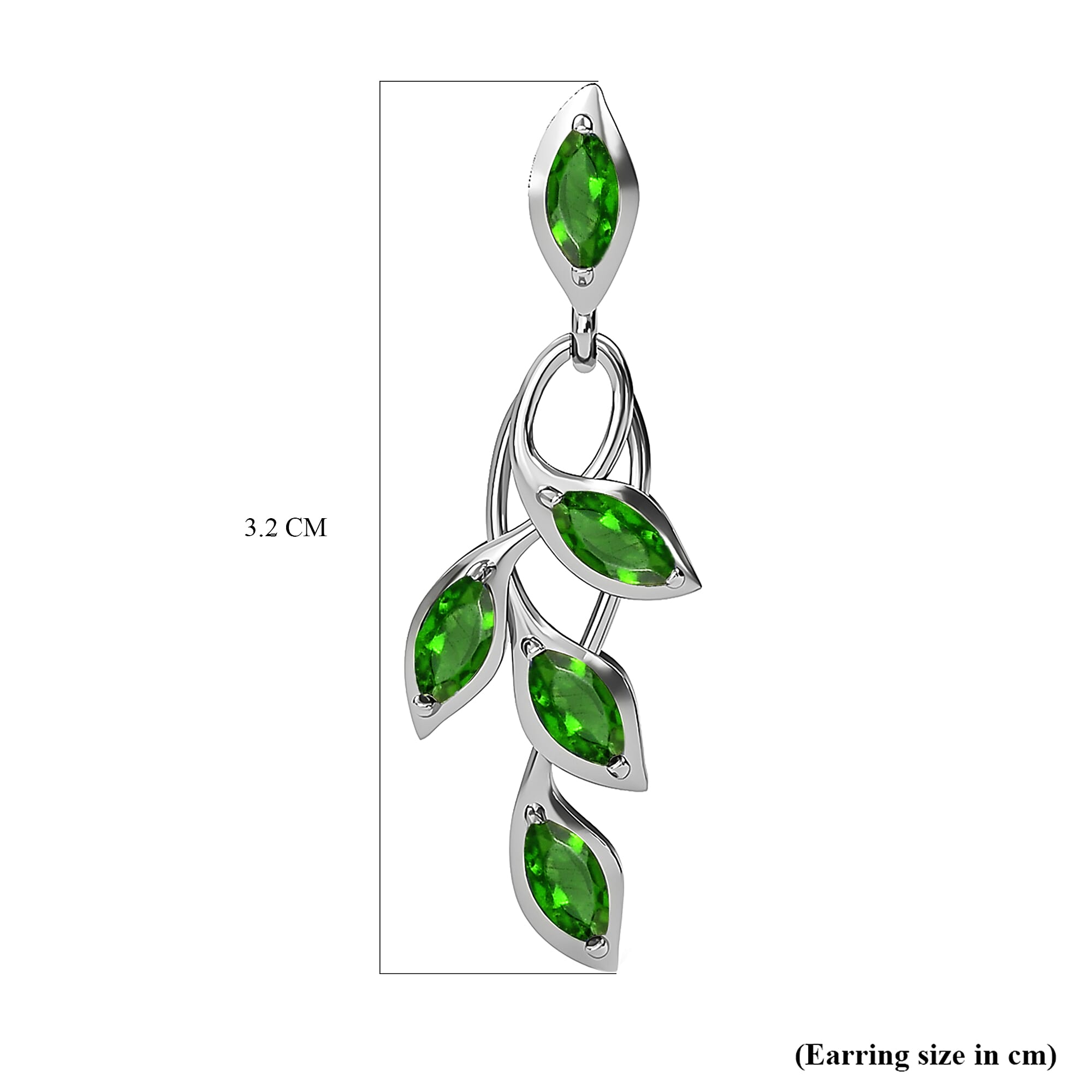 Chrome Diopside Dangling Earrings (With Push Post) in Platinum Overlay Sterling Silver 1.75 Ct. Chrome Diopside Dangling Earrings (With Push Post) in Platinum Overlay Sterling Silver 1.75 Ct.