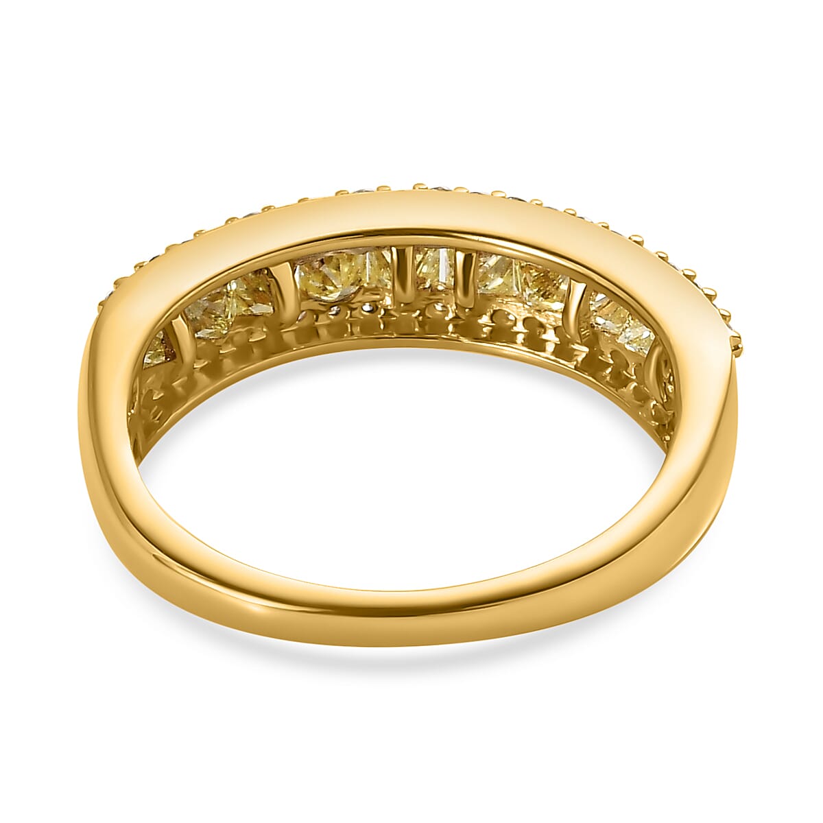 14K Yellow Gold SGL Certified Natural Yellow Diamond (I1-I2) Band Ring 1.00 Ct.