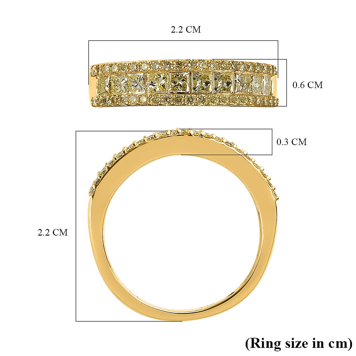14K Yellow Gold SGL Certified Natural Yellow Diamond (I1-I2) Band Ring 1.00 Ct.